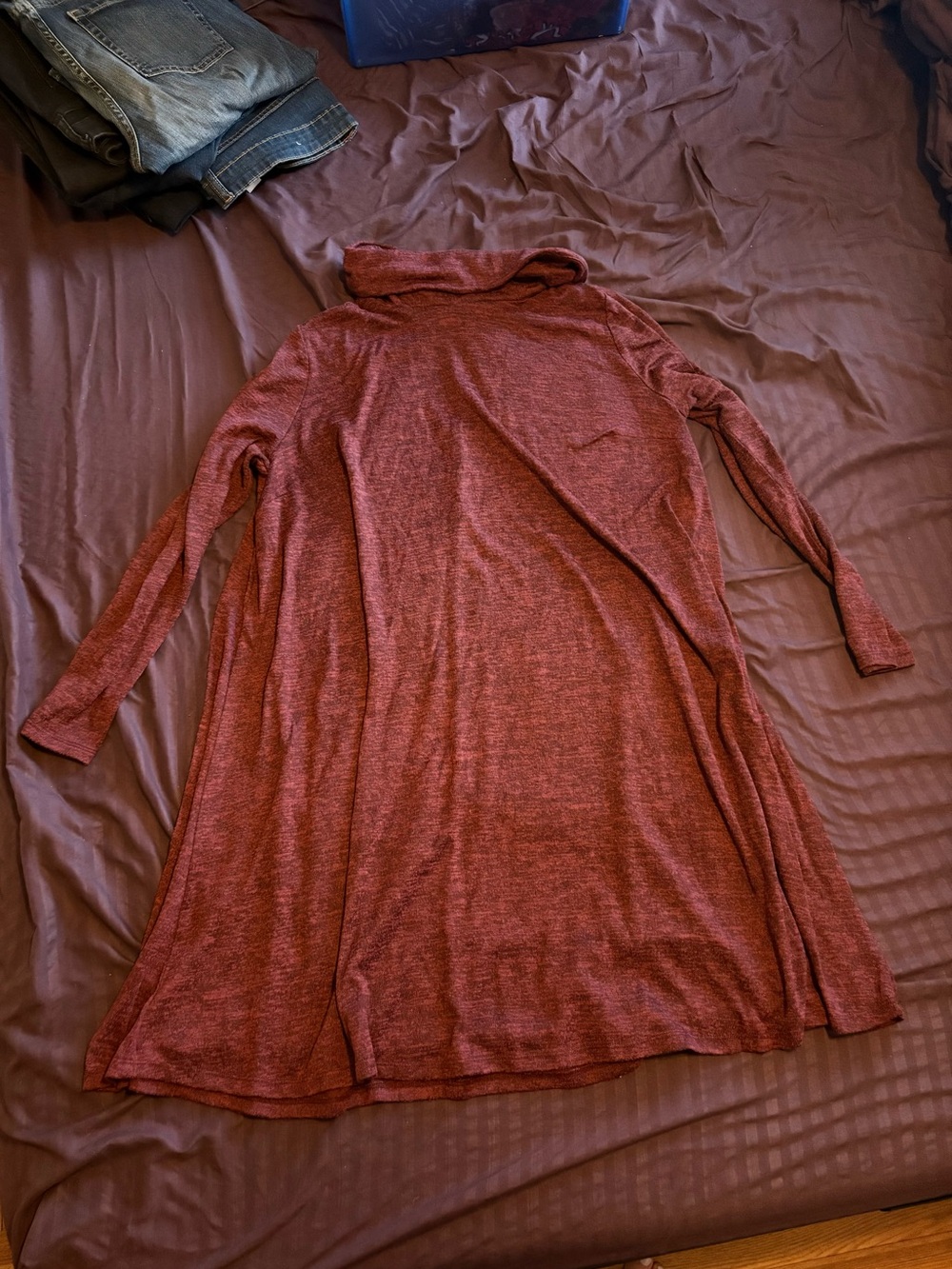 Lane Bryant cozy turtleneck cowl tunic cranberry heathered red 14/16 top